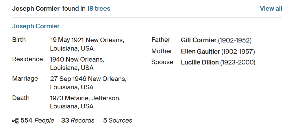 DNA family tree data